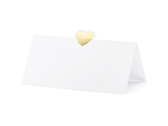 Place cards - Heart, gold, 10x5cm (1 pkt / 10 pc.)