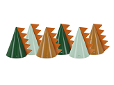 Party hats Dinosaurs, 14 cm, mix (1 pkt / 6 pc.)