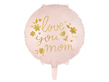 Foil balloon ''Love you mom'', 45 cm, pink