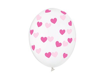 Balloons 30cm, Hearts, Crystal Clear (1 pkt / 50 pc.)