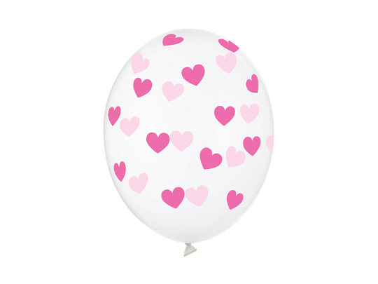 Balloons 30cm, Hearts, Crystal Clear (1 pkt / 50 pc.)