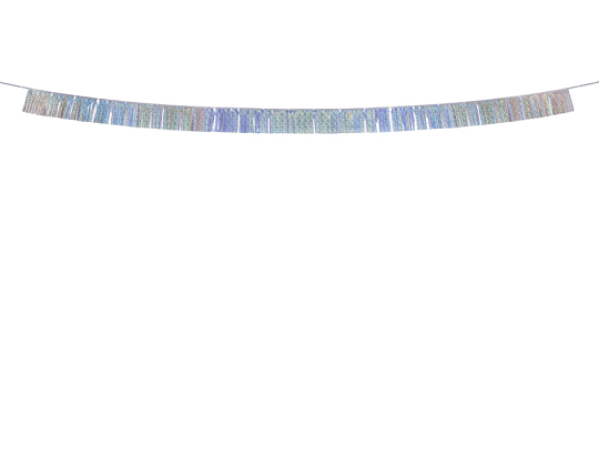 Foil fringe garland, 300x12.5 cm, holographic