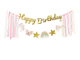 Banner Happy Birthday Unicorns, 230x17.5 cm, mix