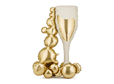 Standing foil balloon Bubble Glass XXL, 69x105.5 cm, beige and gold