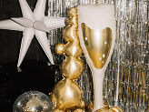 Standing foil balloon Bubble Glass, 69x105.5 cm, beige and gold