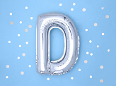 Foil Balloon Letter ''D'', 35cm, silver
