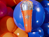 Foil balloons for garlands Microphone, 10x25 cm, orange (1 pkt / 3 pc.)