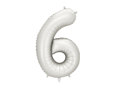 Foil Balloon Number ''6'', 86 cm, silver