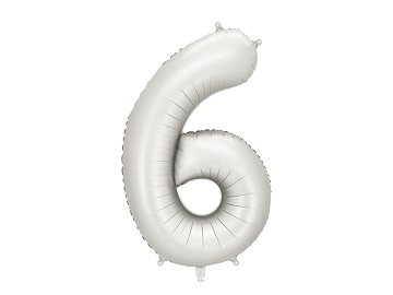Foil Balloon Number ''6'', 86 cm, silver