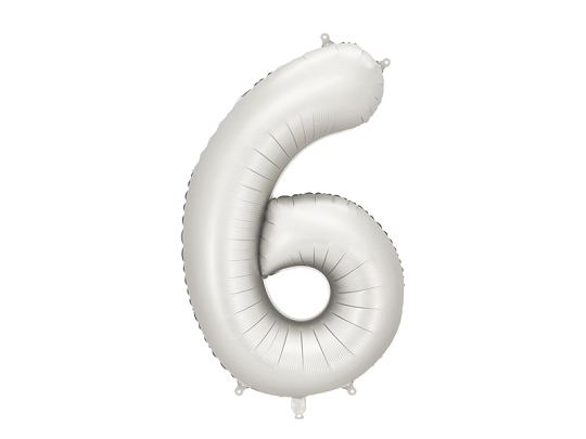 Foil Balloon Number ''6'', 86 cm, silver