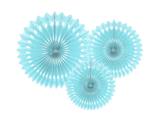 Decorative Rosettes, Light Blue, 20-30cm (1 pkt / 3 pc.)