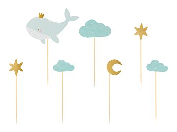 Cupcake toppers - Whale, 11-13.5 cm (1 pkt / 7 pc.)