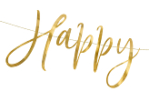 Banner Happy New Year,  gold, 66x18cm