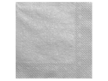 Napkins, 3 layers, silver metallic, 40x40cm (1 pkt / 20 pc.)