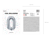 Foil Balloon Number ''0'', 86cm, silver