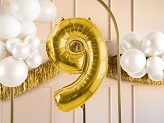 Foil Balloon Number ''9'', 72cm, light gold
