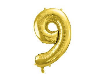 Foil Balloon Number ''9'', 72cm, light gold