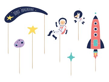 Cake topper  Space, 9.5-24.5cm (1 pkt / 7 pc.)