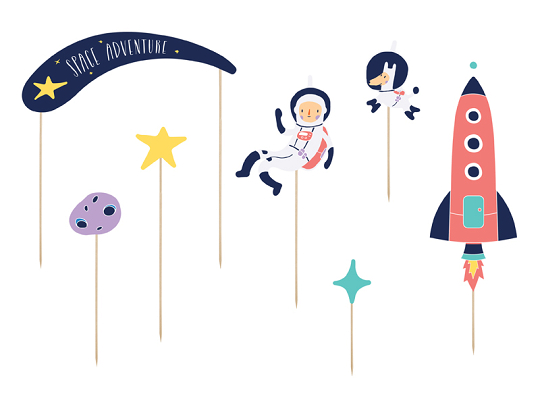 Cake topper  Space, 9.5-24.5cm (1 pkt / 7 pc.)