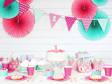 First birthday Paper Garland, pink and mint, 1.35m