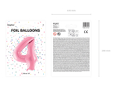 Foil Balloon Number ''4'', 86cm, pink