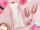 Wine cotton bag - Cheers, rose gold, 15.5x36cm (1 pkt / 5 pc.)