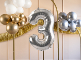 Foil Balloon Number ''3'', 72cm, silver