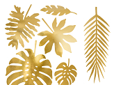 Decorations Aloha - Tropical leaves, gold (1 pkt / 21 pc.)