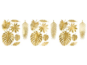 Decorations Aloha - Tropical leaves, gold (1 pkt / 21 pc.)