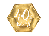 Plates 40th Birthday, gold, 20cm (1 pkt / 6 pc.)