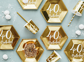 Plates 40th Birthday, gold, 20cm (1 pkt / 6 pc.)