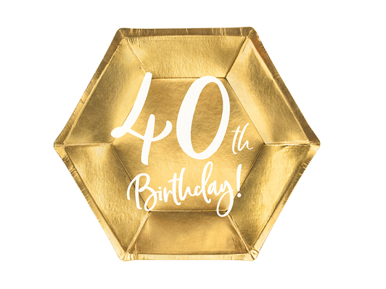 Plates 40th Birthday, gold, 20cm (1 pkt / 6 pc.)