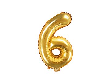 Foil Balloon Number ''6'', 35cm, gold