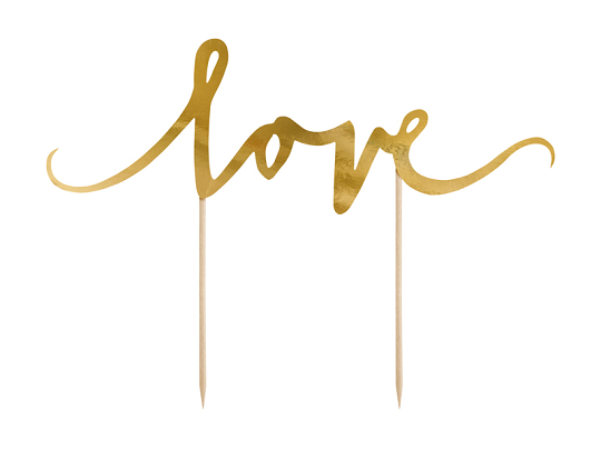 Cake topper Love, gold, 17cm