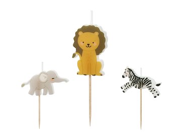 Birthday candles Safari, 3-4.2 cm, mix (1 pkt / 3 pc.)