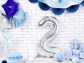 Foil Balloon Number ''2'', 86cm, silver