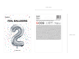 Foil Balloon Number ''2'', 86cm, silver