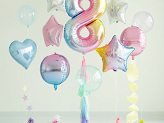 Foil Balloon Number ''8'', 86cm, pastel rainbow