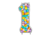 Number Frame '1' for Latex Balloons, 126cm, Silver