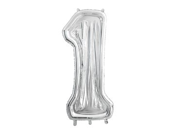 Number Frame '1' for Latex Balloons, 126cm, Silver