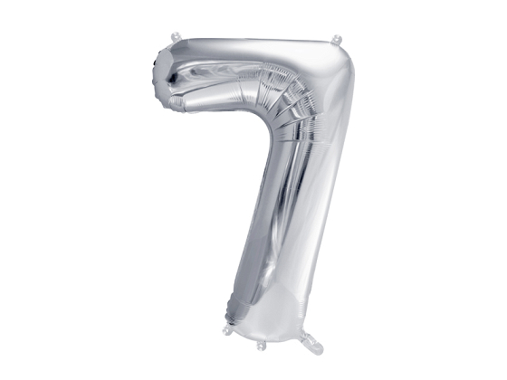 Foil Balloon Number ''7'', 72cm, silver