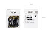 Paper whistles, 28 cm, black and gold (1 pkt / 6 pc.)