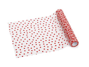 Tulle Table Runner Hearts, Red, 0.36 x 9 m