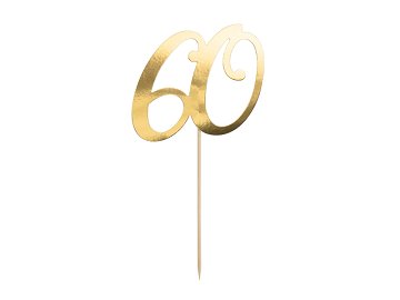 Cake topper ''60'', gold, 21cm