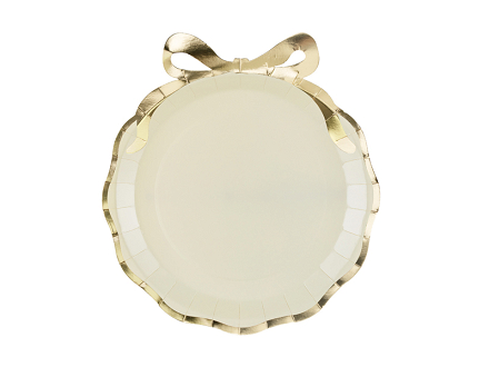 Plates with a bow, 24x26.8 cm, beige-gold
