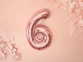 Foil Balloon Number ''6'', 35cm, rose gold