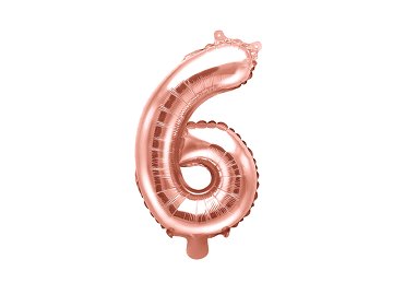 Foil Balloon Number ''6'', 35cm, rose gold