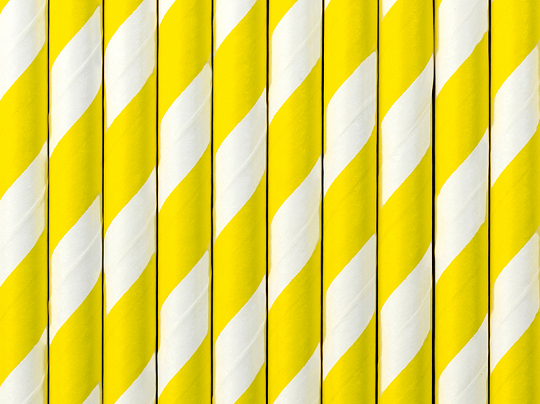 Paper Straws, yellow, 19.5cm (1 pkt / 10 pc.)