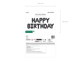 Foil Balloon Happy Birthday, 340x35cm, black