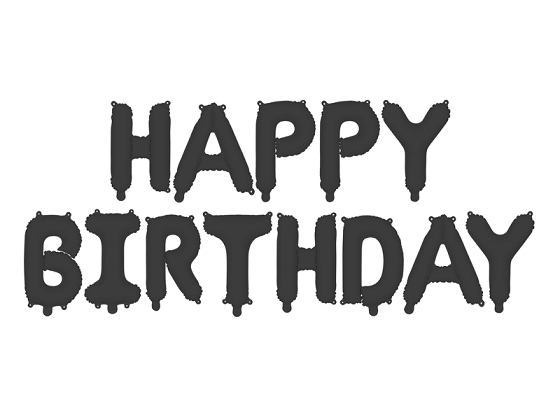 Foil Balloon Happy Birthday, 340x35cm, black